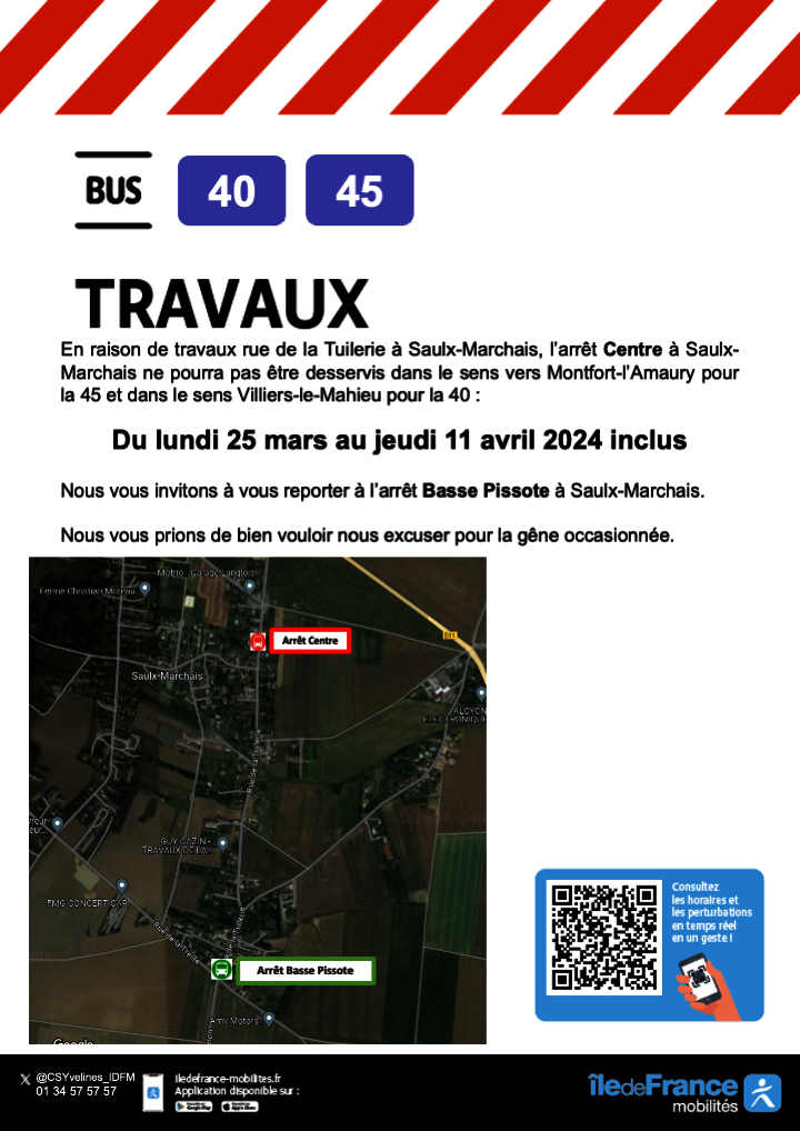 Travaux Rue de la Tuilerie - Communiqué Bus lignes 40-45