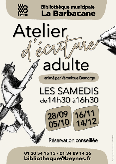 Affiche Atelier d'écriture adulte 2024