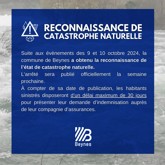 Beynes reconnaissance catastrophe naturelle 9-10 octobre 2024