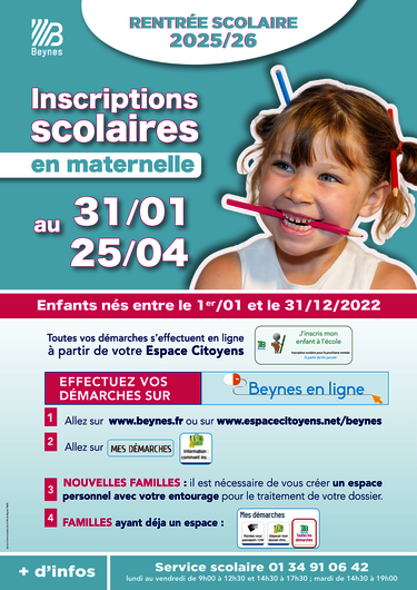 Affiche inscriptions scolaires 2025-2026