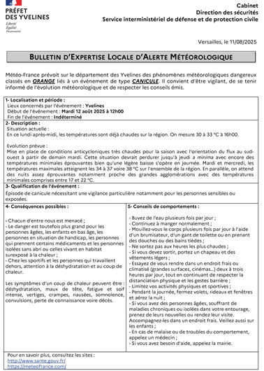 ALERTE ORANGE CANICULE