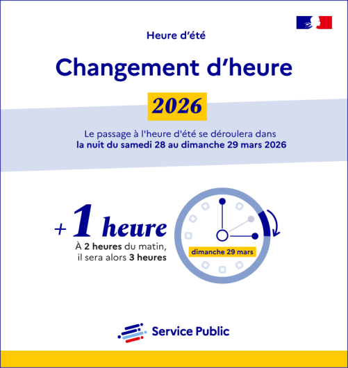 Changement d'heures été 2026