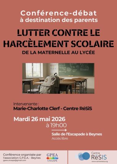 Conférence débat harcèlement scolaire 2026