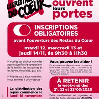 Affiche ouverture inscriptions restos du coeur 2024