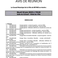 Ordre du jour Conseil municipal du 24 juin 2025