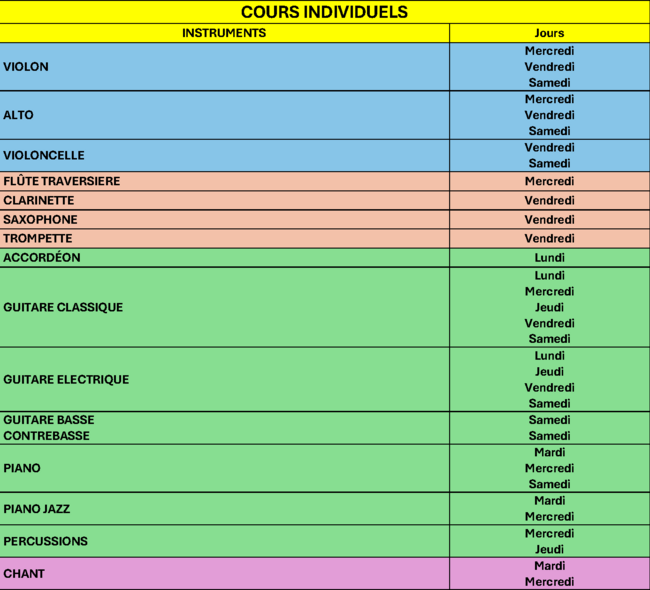 Cours individuels